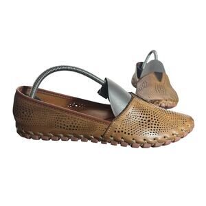 SPRING STEP SLIP-ON LOAFER SHOE in Brown Leather Sz 39 US 8.5 comfort EUC